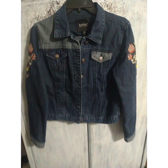Buffalo David Bitton Embroidered Floral Denim Jacket Md Boho Cottage Core... - Picture 3 of 10